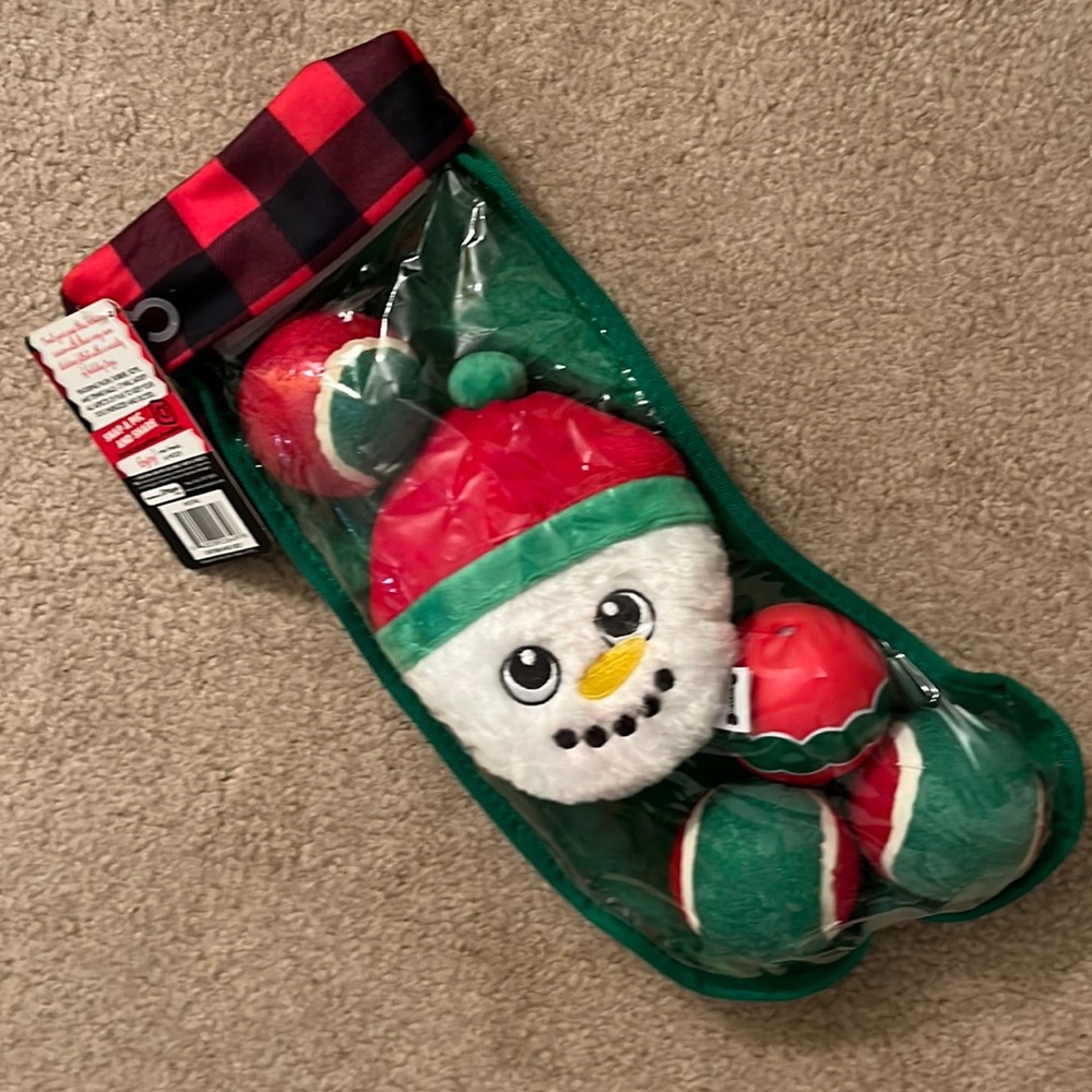 5-pc Woof Christmas Stocking for dogs,balls/plush
